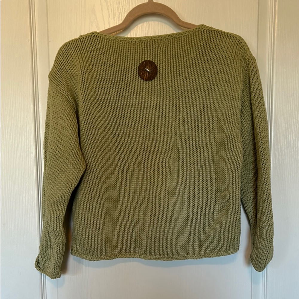 Olive Green Button-Up Sweater - Picture 3 of 4